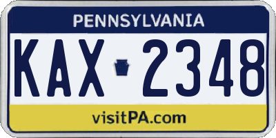PA license plate KAX2348