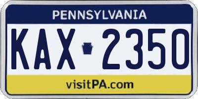 PA license plate KAX2350