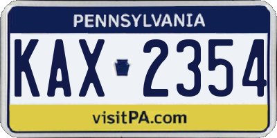 PA license plate KAX2354