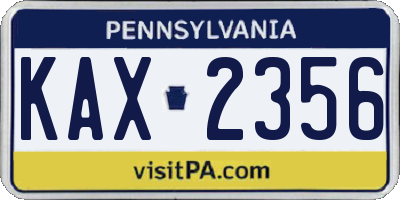 PA license plate KAX2356