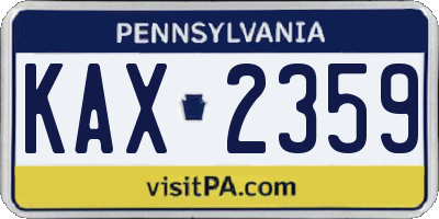 PA license plate KAX2359
