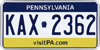 PA license plate KAX2362