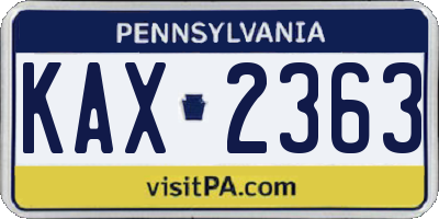 PA license plate KAX2363