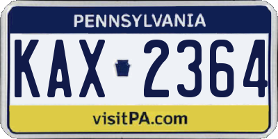 PA license plate KAX2364