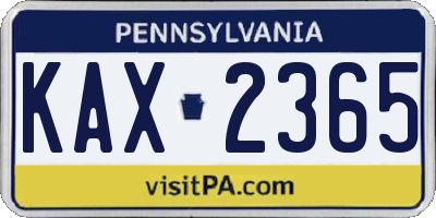 PA license plate KAX2365