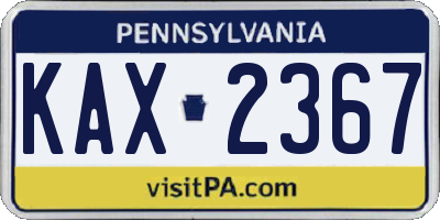 PA license plate KAX2367