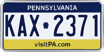 PA license plate KAX2371