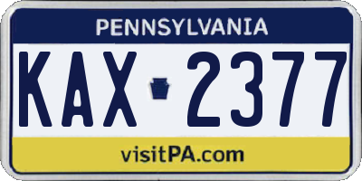 PA license plate KAX2377