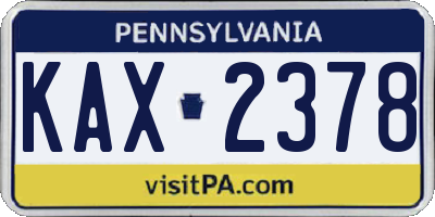 PA license plate KAX2378