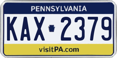 PA license plate KAX2379