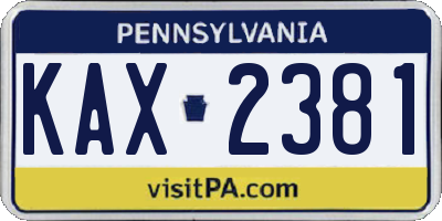 PA license plate KAX2381