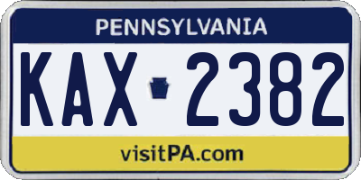 PA license plate KAX2382