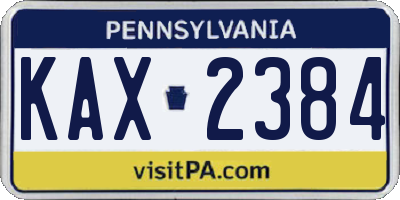 PA license plate KAX2384