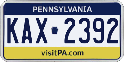 PA license plate KAX2392