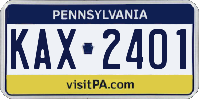 PA license plate KAX2401