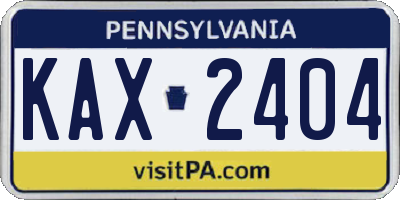 PA license plate KAX2404
