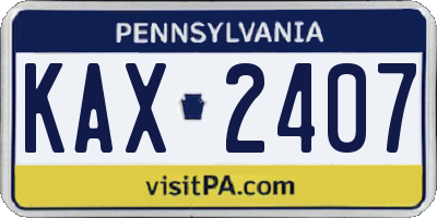 PA license plate KAX2407