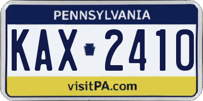 PA license plate KAX2410