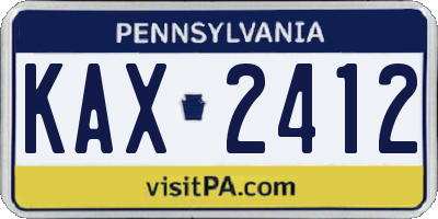 PA license plate KAX2412