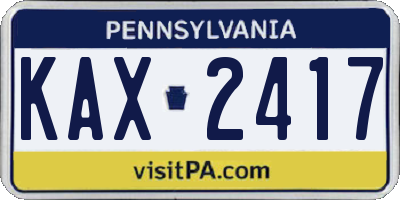 PA license plate KAX2417