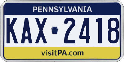 PA license plate KAX2418