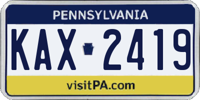 PA license plate KAX2419