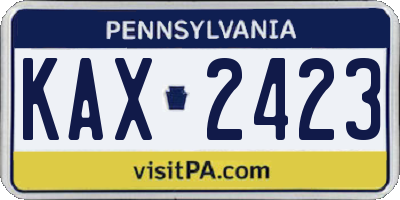 PA license plate KAX2423
