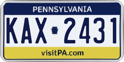 PA license plate KAX2431