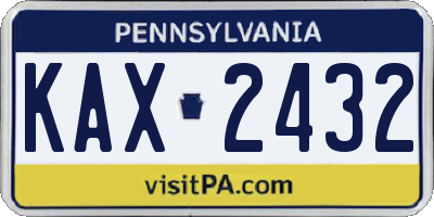 PA license plate KAX2432