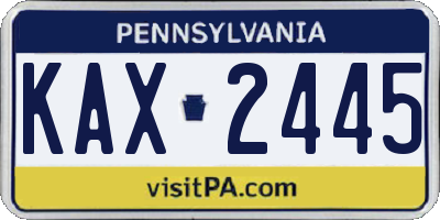 PA license plate KAX2445