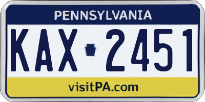 PA license plate KAX2451