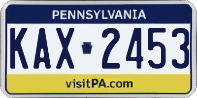 PA license plate KAX2453