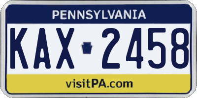 PA license plate KAX2458