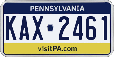 PA license plate KAX2461