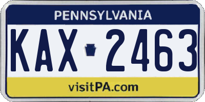 PA license plate KAX2463