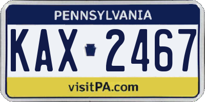 PA license plate KAX2467