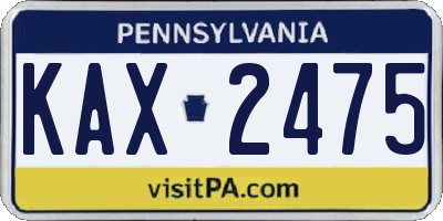PA license plate KAX2475