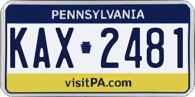 PA license plate KAX2481