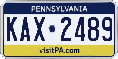 PA license plate KAX2489