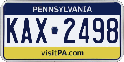 PA license plate KAX2498