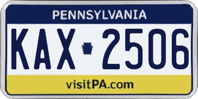 PA license plate KAX2506