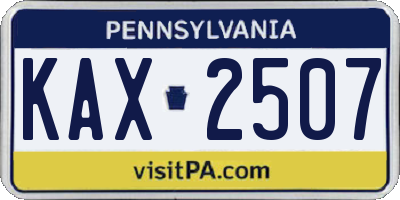 PA license plate KAX2507