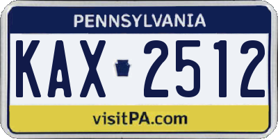 PA license plate KAX2512