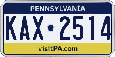 PA license plate KAX2514