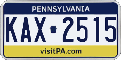 PA license plate KAX2515