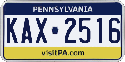 PA license plate KAX2516