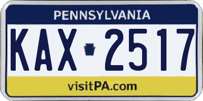 PA license plate KAX2517