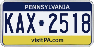 PA license plate KAX2518