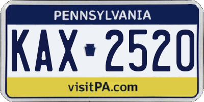 PA license plate KAX2520