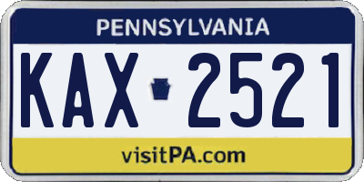 PA license plate KAX2521